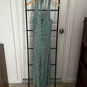 American Eagle Outfitters Green Floral Jumpsuit